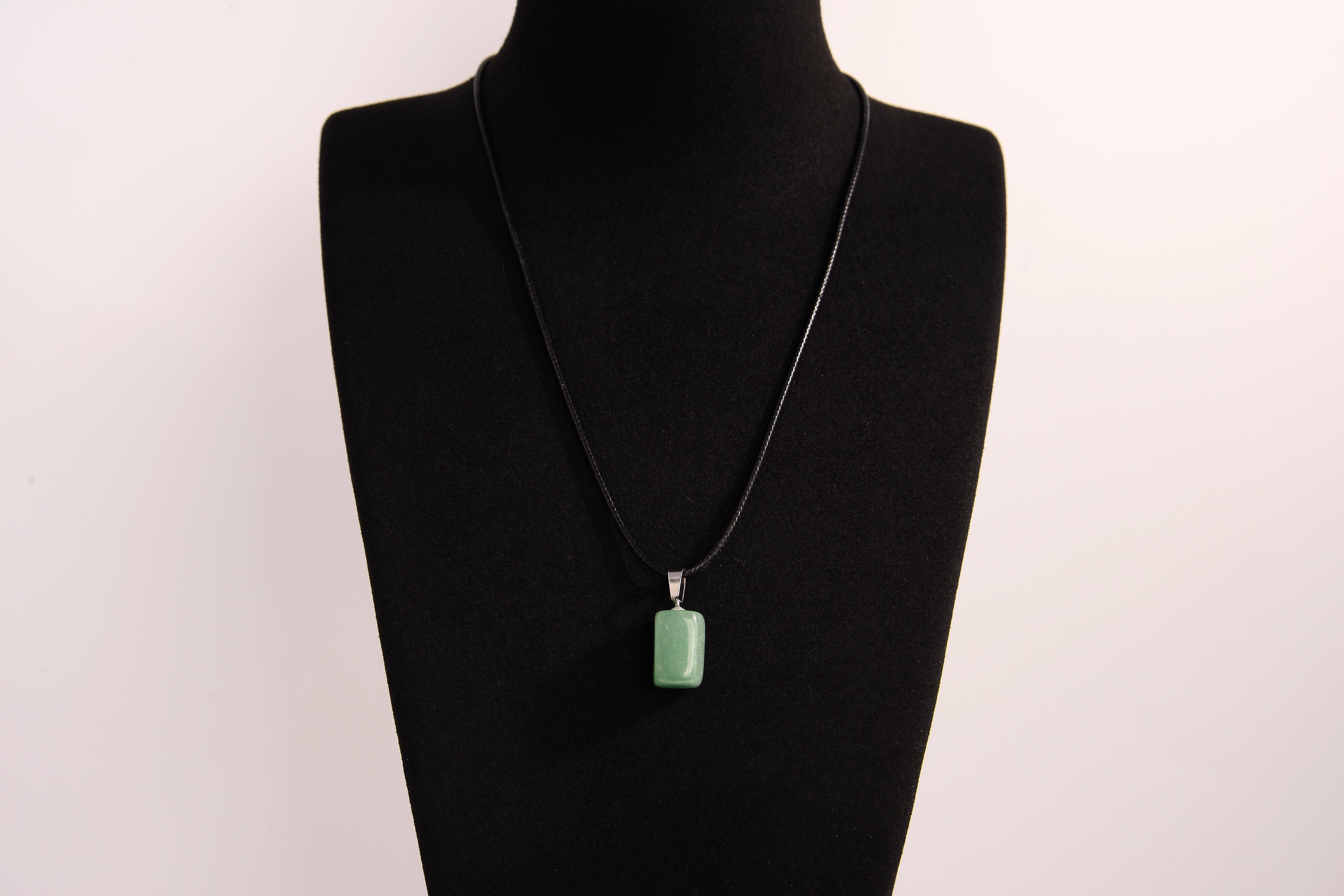 Raw Earth Crystals aventurine rectangle pendant necklace featuring natural crystal jewelry designed for prosperity, emotional balance, and inner growth.