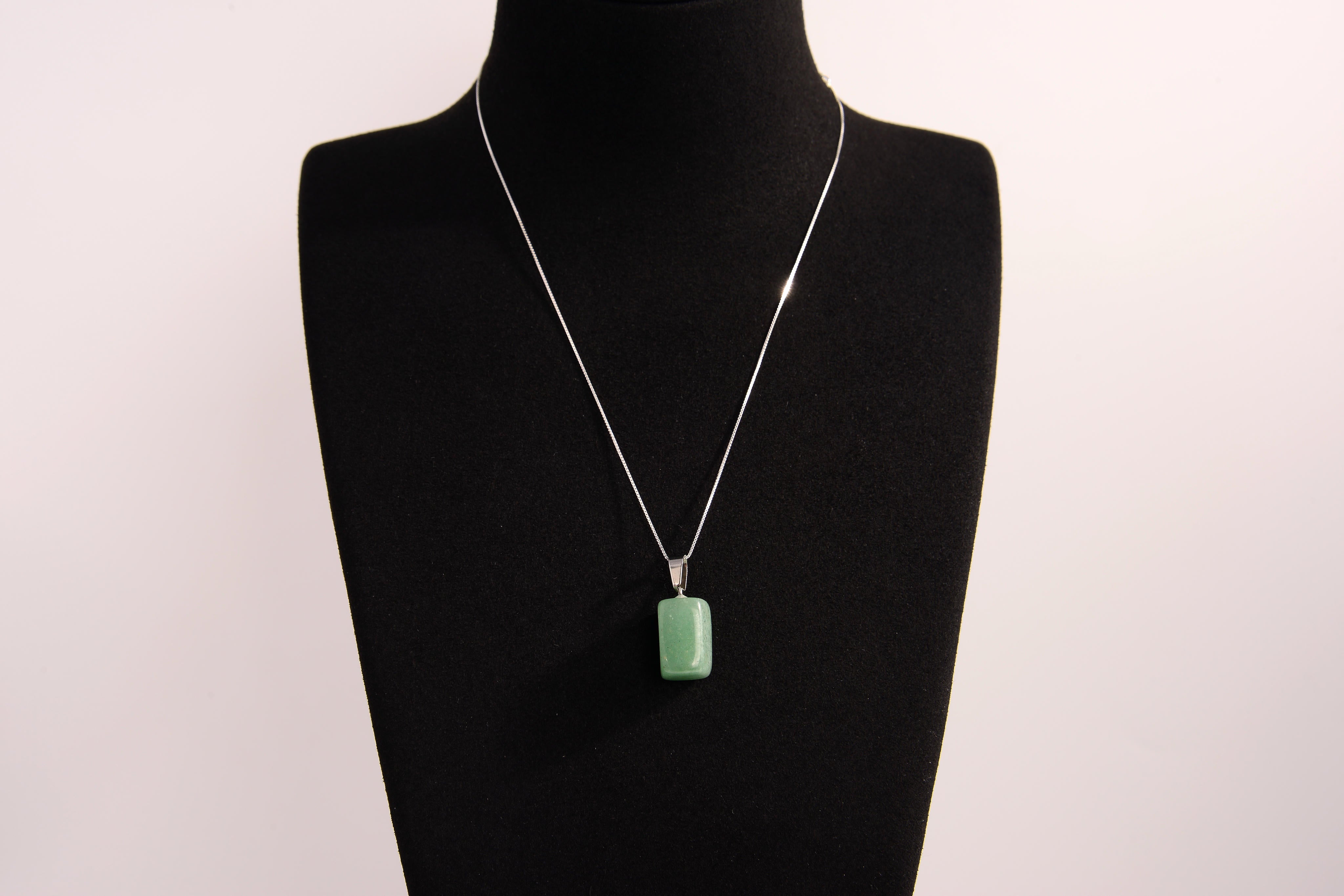 Raw Earth Crystals aventurine rectangle pendant necklace featuring natural crystal jewelry designed for prosperity, emotional balance, and inner growth.