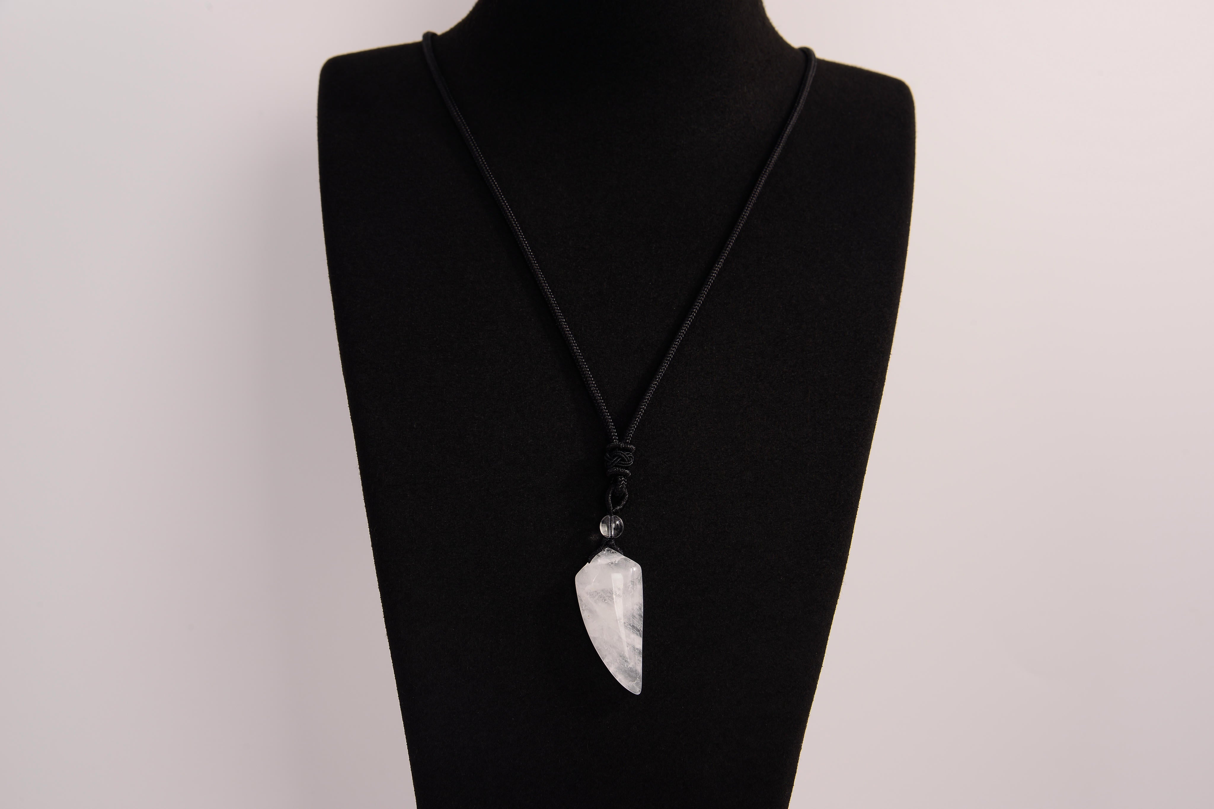 Raw Earth Crystals clear quartz point pendant necklace featuring natural crystal jewelry designed for clarity, amplification, and spiritual connection.