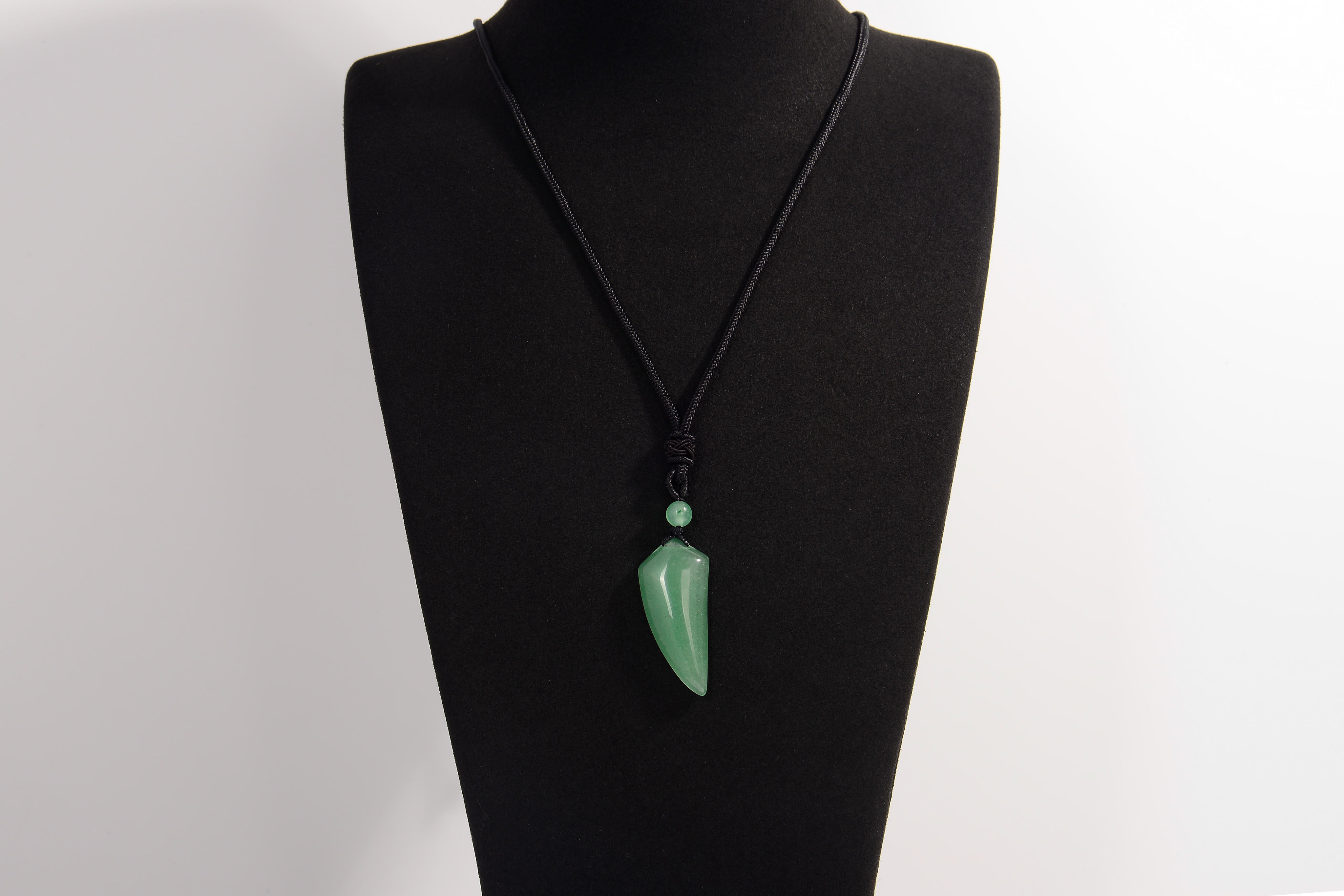 Raw Earth Crystals green aventurine point pendant necklace featuring natural crystal jewelry designed for prosperity, emotional balance, and heart healing.