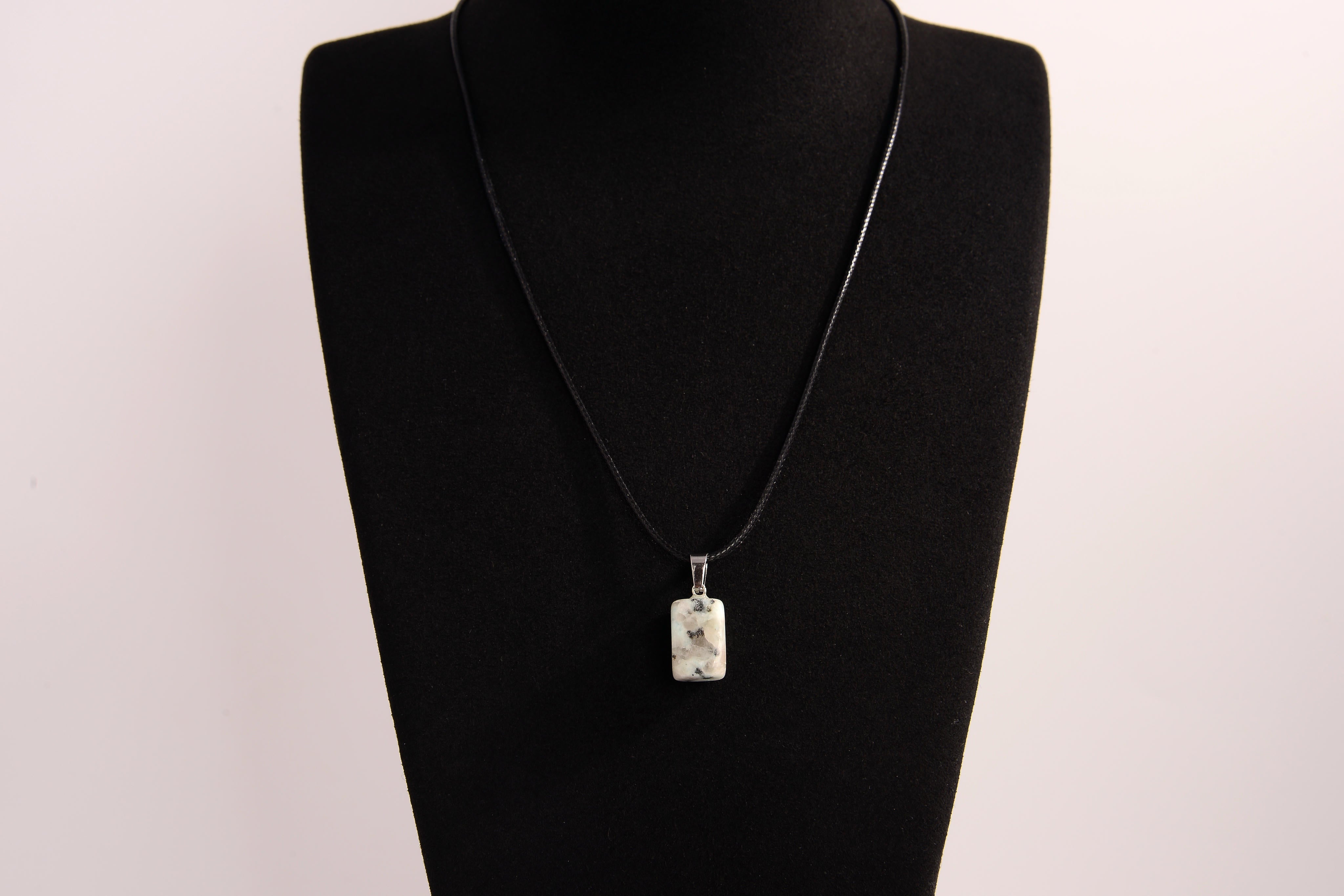 Raw Earth Crystals howlite rectangle pendant necklace featuring natural crystal jewelry designed for calmness, patience, and emotional balance.