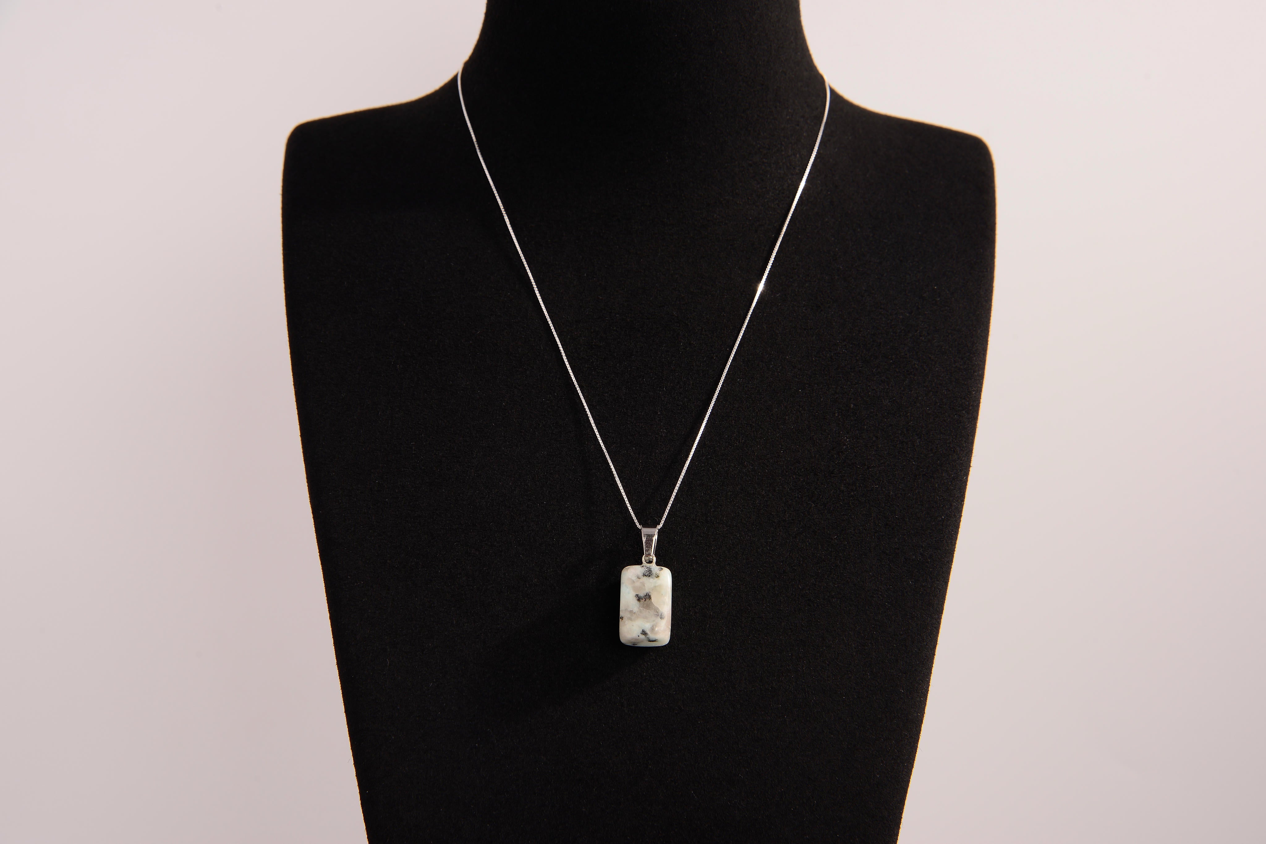 Raw Earth Crystals howlite rectangle pendant necklace featuring natural crystal jewelry designed for calmness, patience, and emotional balance.