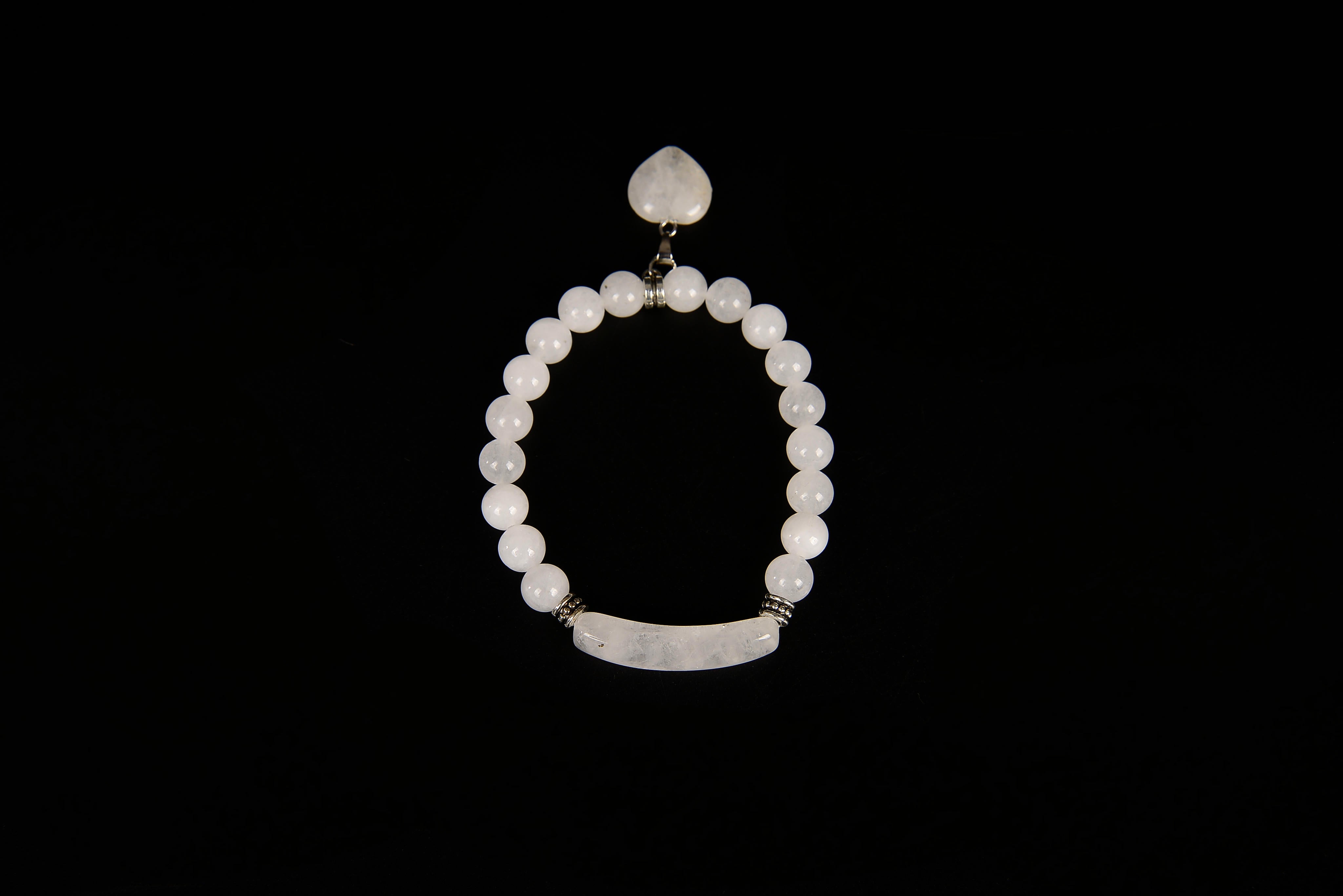 Raw Earth Crystals moonstone bracelet with raw stone accent, crafted from natural crystal, enhances intuition, emotional balance, and inner calm.
