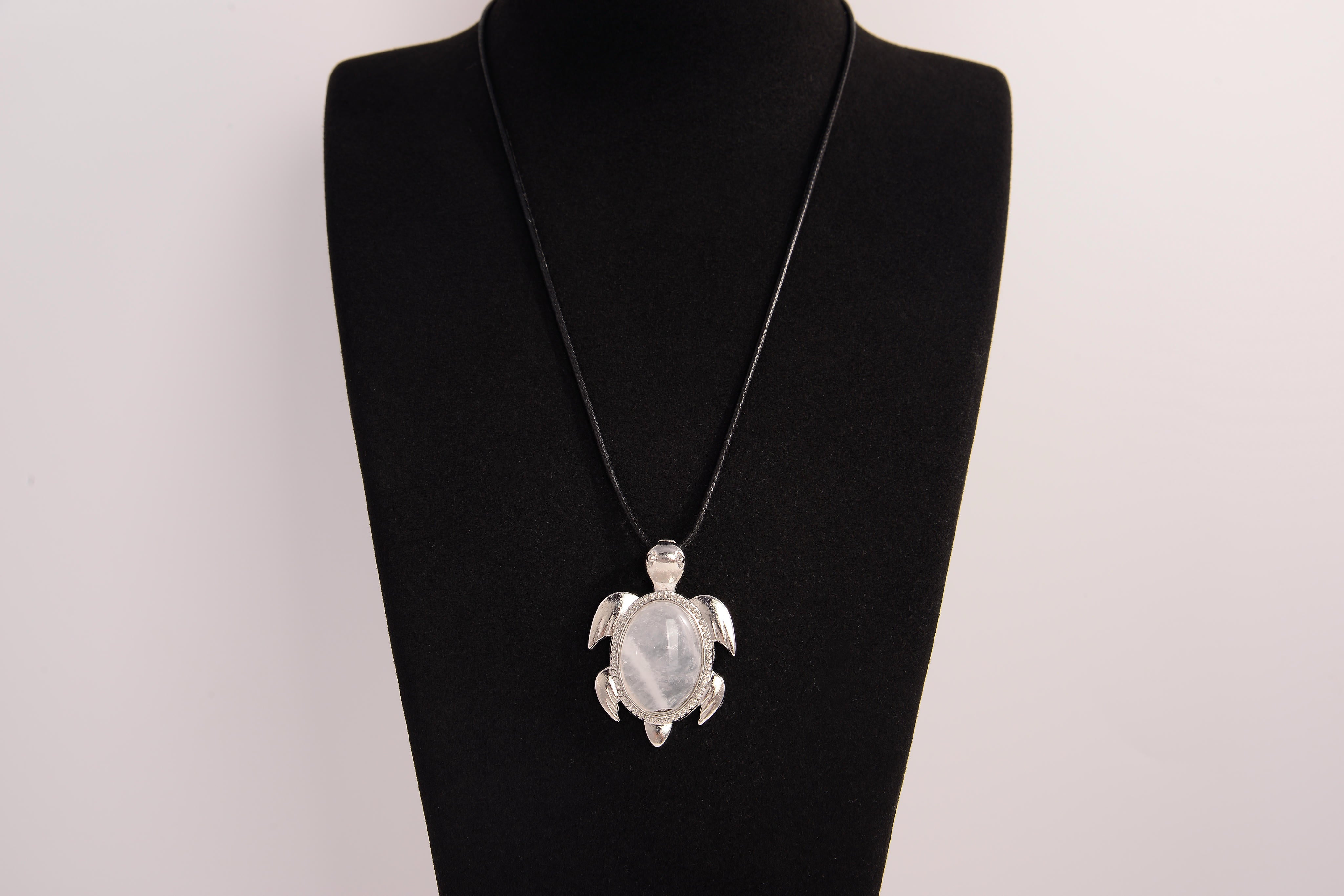 Raw Earth Crystals moonstone turtle necklace crafted from natural crystal to support intuition, emotional balance, and inner calm.