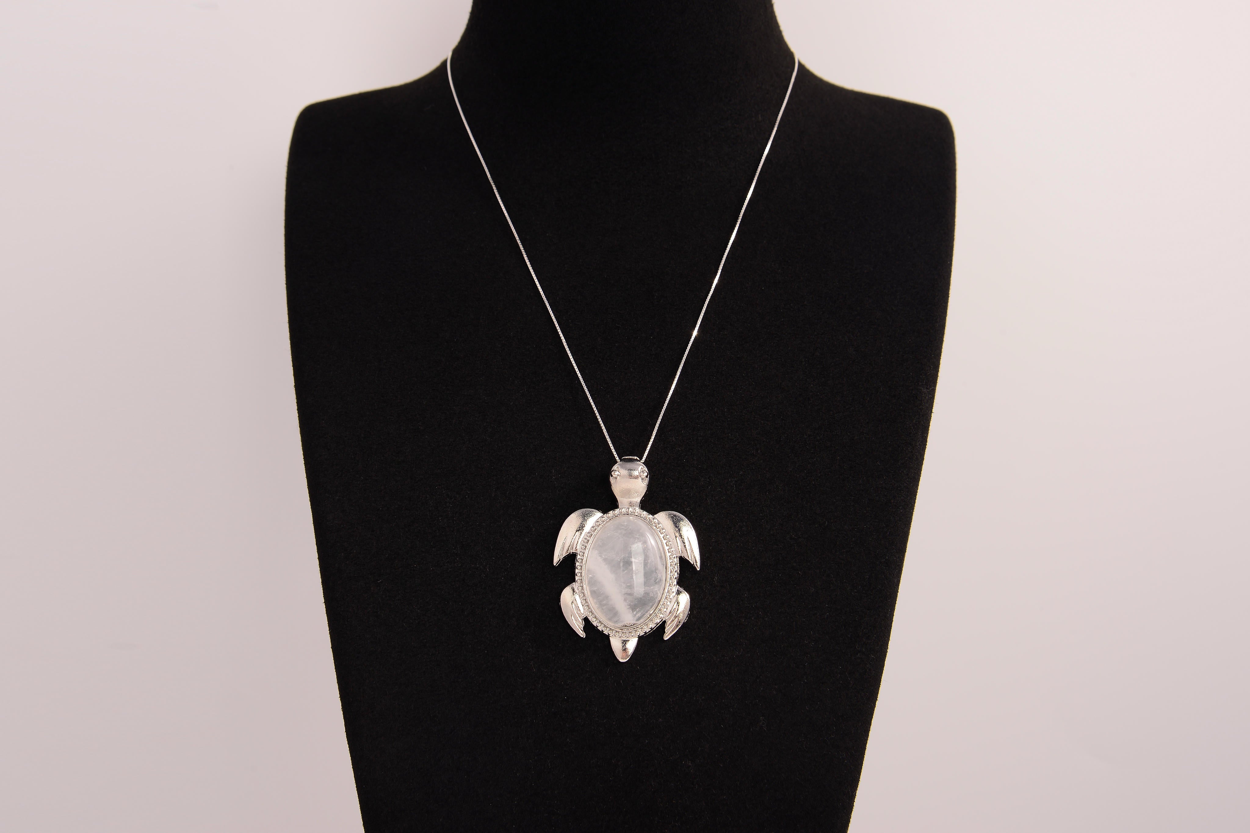 Raw Earth Crystals moonstone turtle necklace crafted from natural crystal to support intuition, emotional balance, and inner calm.