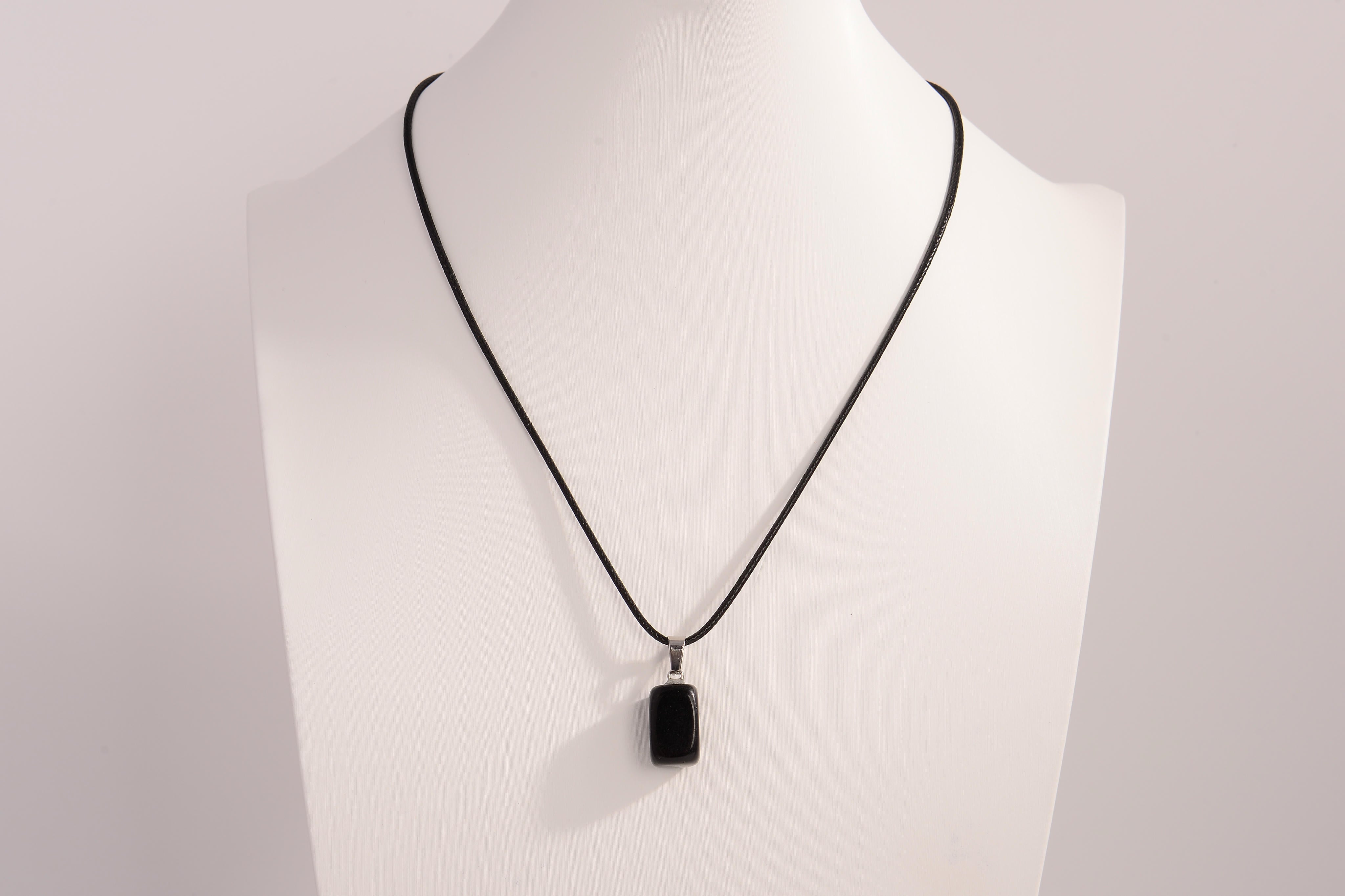 Raw Earth Crystals obsidian rectangle pendant necklace featuring natural crystal jewelry designed for protection, grounding, and emotional clarity.