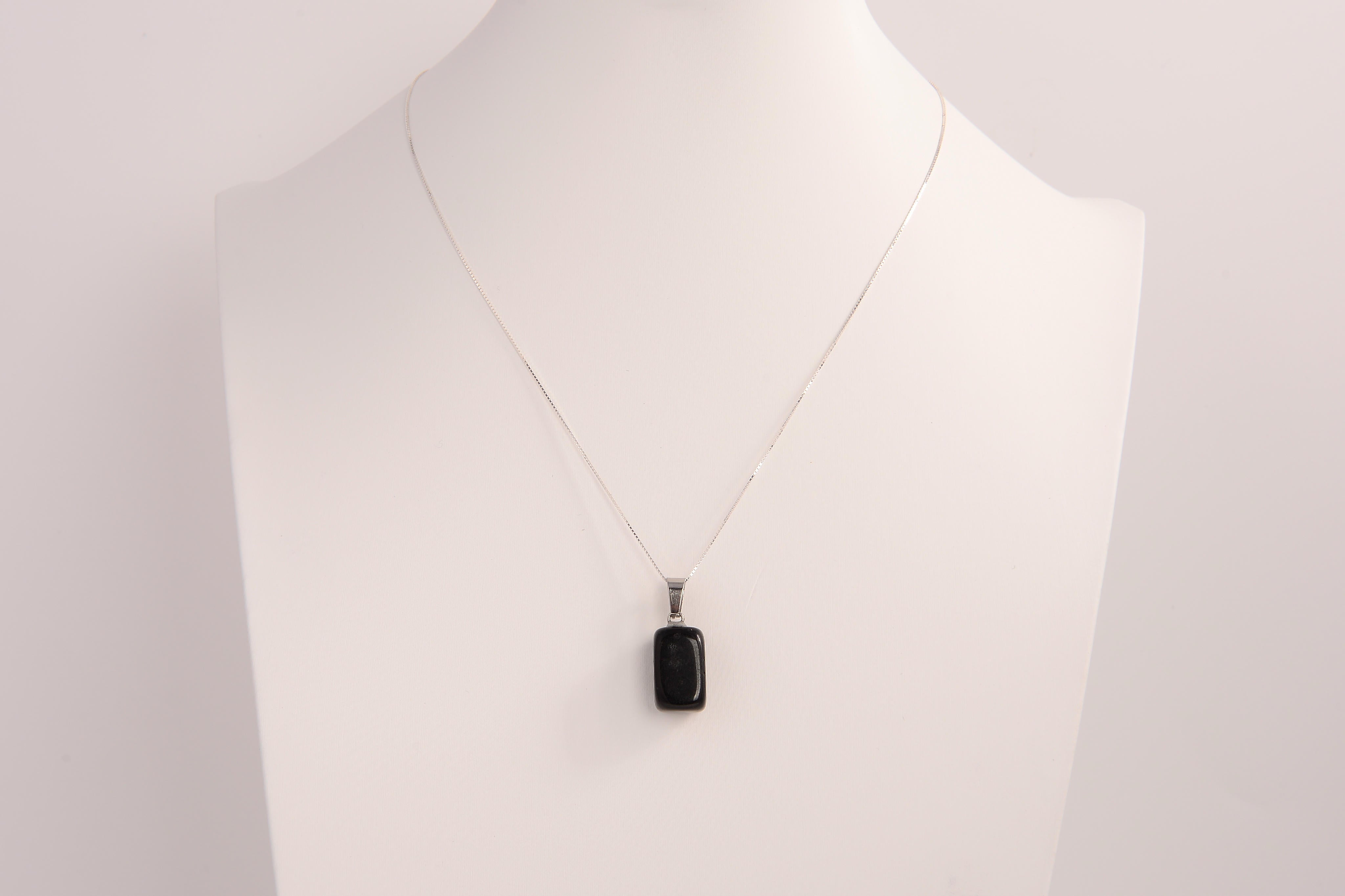 Raw Earth Crystals obsidian rectangle pendant necklace featuring natural crystal jewelry designed for protection, grounding, and emotional clarity.