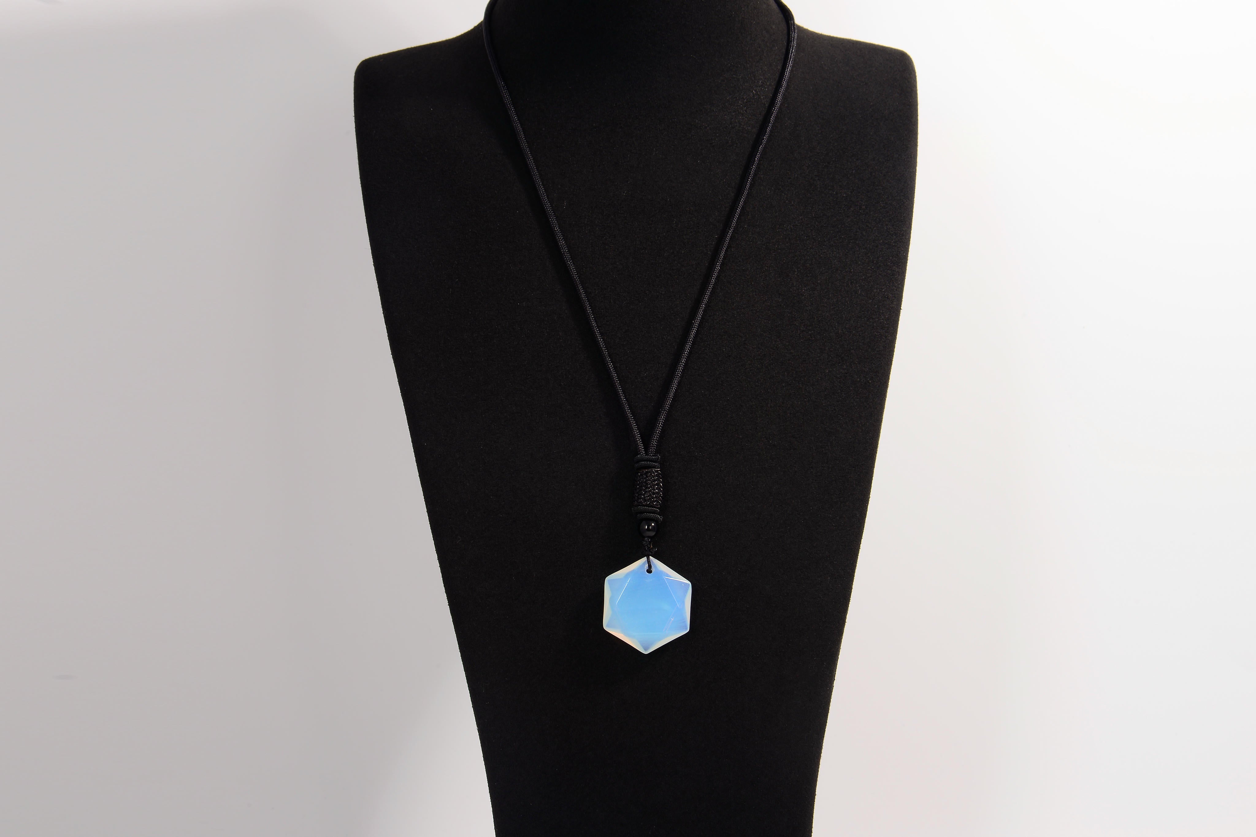 Raw Earth Crystals opalite geometric pendant necklace crafted from natural crystal for emotional healing, intuition, and inner peace.