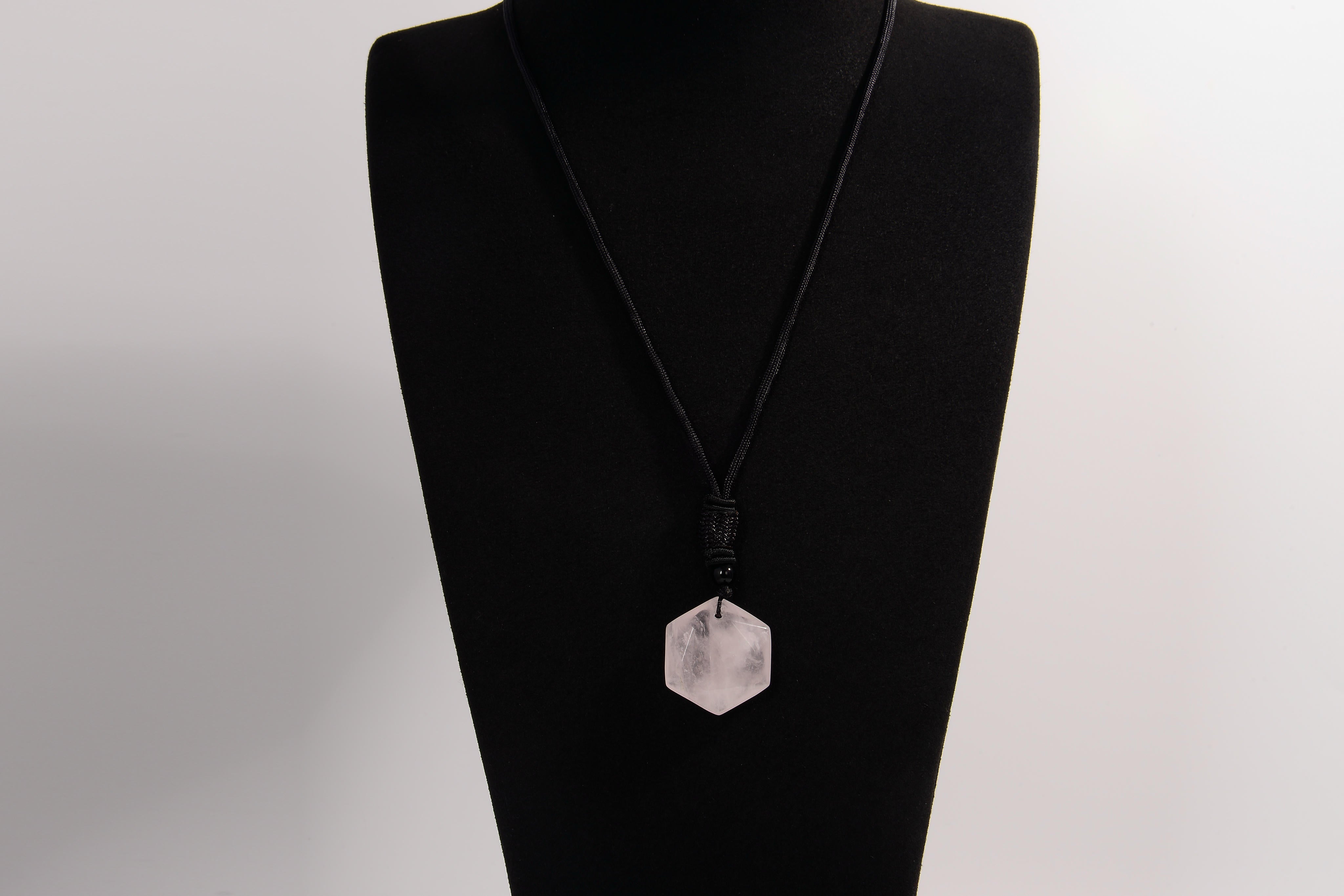 Raw Earth Crystals rose quartz geometric pendant necklace made with natural crystal for clarity, amplification, and spiritual alignment.