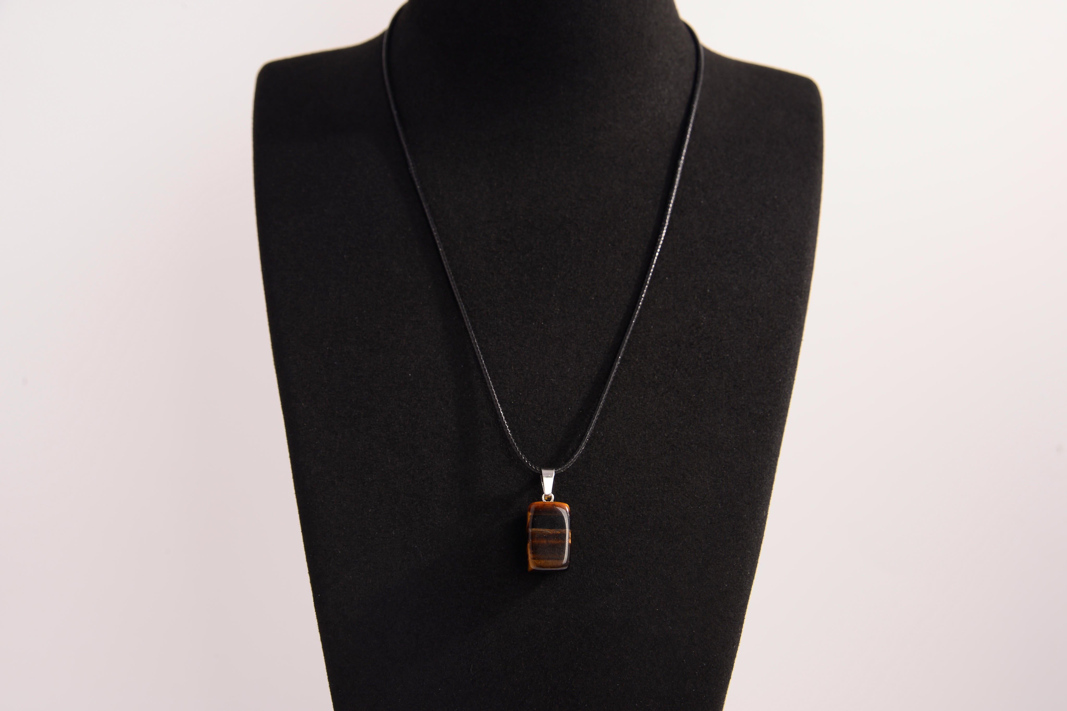 Raw Earth Crystals tiger eye rectangle pendant necklace featuring natural crystal jewelry designed for confidence, focus, and personal power.