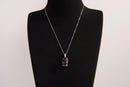 Raw Earth Crystals amethyst rectangle pendant necklace featuring natural crystal jewelry designed for spiritual growth, calmness, and intuitive clarity.
