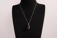 Raw Earth Crystals amethyst rectangle pendant necklace featuring natural crystal jewelry designed for spiritual growth, calmness, and intuitive clarity.