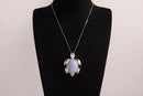 Raw Earth Crystals blue agate turtle necklace made from natural crystal to promote peace, emotional balance, and soothing energy.