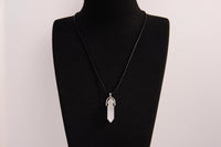 Raw Earth Crystals clear quartz necklace with a pointed natural stone pendant, designed to enhance clarity, amplify energy, and support spiritual awareness.