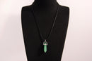 Raw Earth Crystals green aventurine necklace with a pointed natural stone pendant, designed to promote emotional balance, enhance luck, and support personal growth.