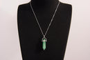 Raw Earth Crystals green aventurine necklace with a pointed natural stone pendant, designed to promote emotional balance, enhance luck, and support personal growth.
