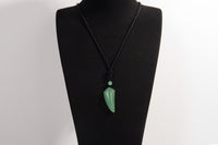 Raw Earth Crystals green aventurine point pendant necklace featuring natural crystal jewelry designed for prosperity, emotional balance, and heart healing.