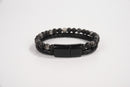 Raw Earth Crystals hematite bracelet with braided leather design, made from natural crystal, enhances focus, grounding, and energy balance.