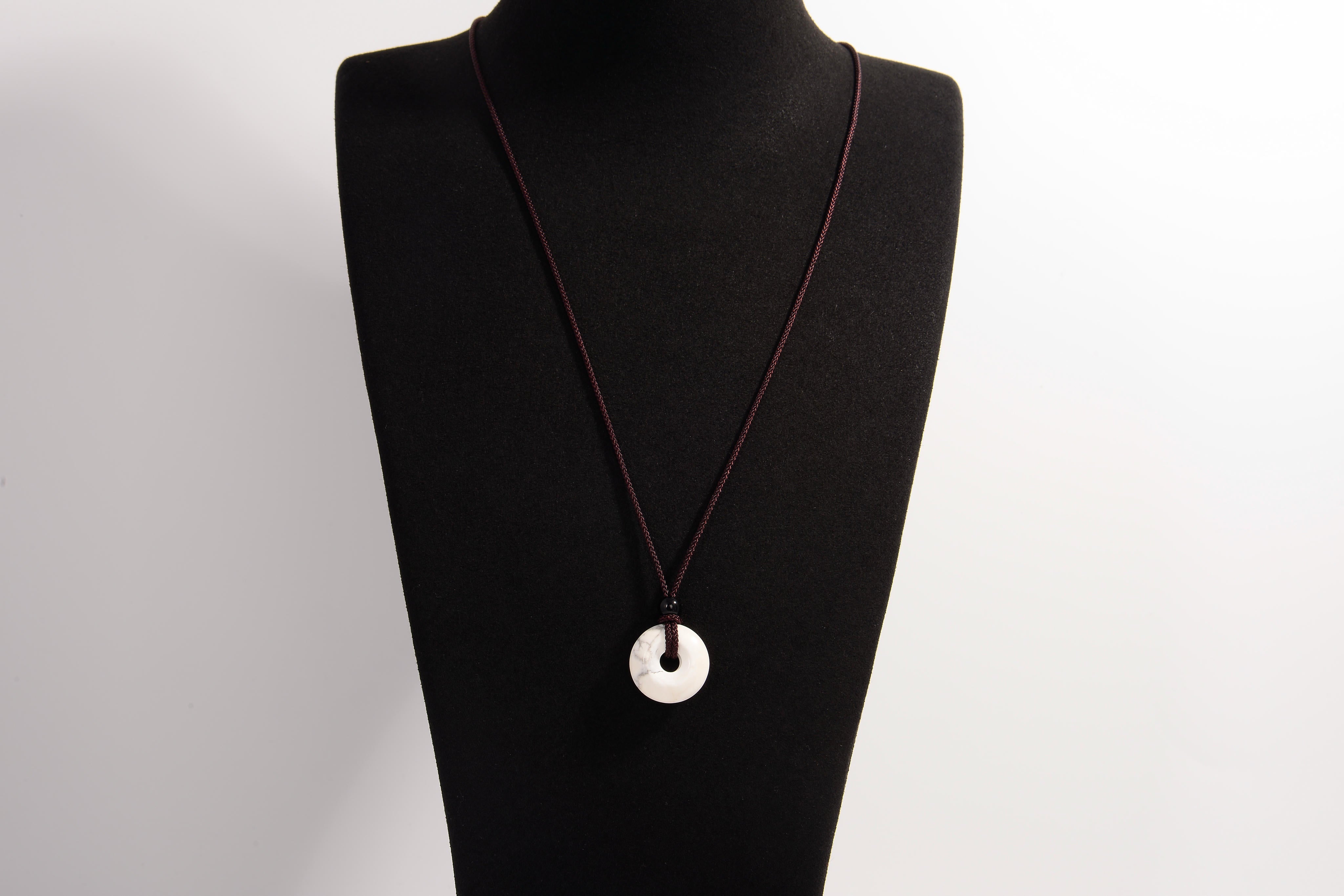 Raw Earth Crystals howlite disc pendant necklace made with natural crystal for calmness, patience, and emotional balance.