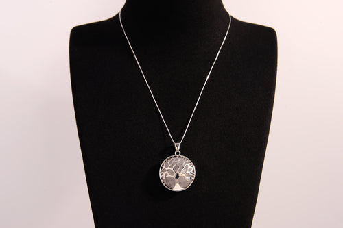 Raw Earth Crystals labradorite pendant featuring a tree of life design, crafted with natural crystal for protection, intuition, and inner strength.