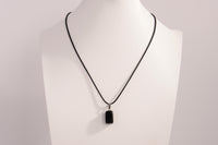 Raw Earth Crystals obsidian rectangle pendant necklace featuring natural crystal jewelry designed for protection, grounding, and emotional clarity.
