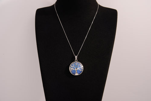 Raw Earth Crystals opalite pendant featuring a tree of life design, crafted with natural crystal for emotional healing, calmness, and spiritual growth.