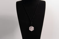 Raw Earth Crystals rose quartz geometric pendant necklace made with natural crystal for clarity, amplification, and spiritual alignment.