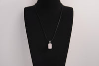 Raw Earth Crystals rose quartz rectangle pendant necklace featuring natural crystal jewelry designed for love, emotional healing, and inner peace.