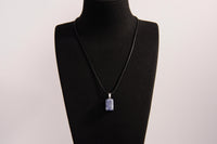Raw Earth Crystals sodalite rectangle pendant necklace featuring natural crystal jewelry designed for mental clarity, communication, and emotional balance.
