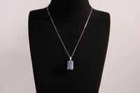 Raw Earth Crystals sodalite rectangle pendant necklace featuring natural crystal jewelry designed for mental clarity, communication, and emotional balance.