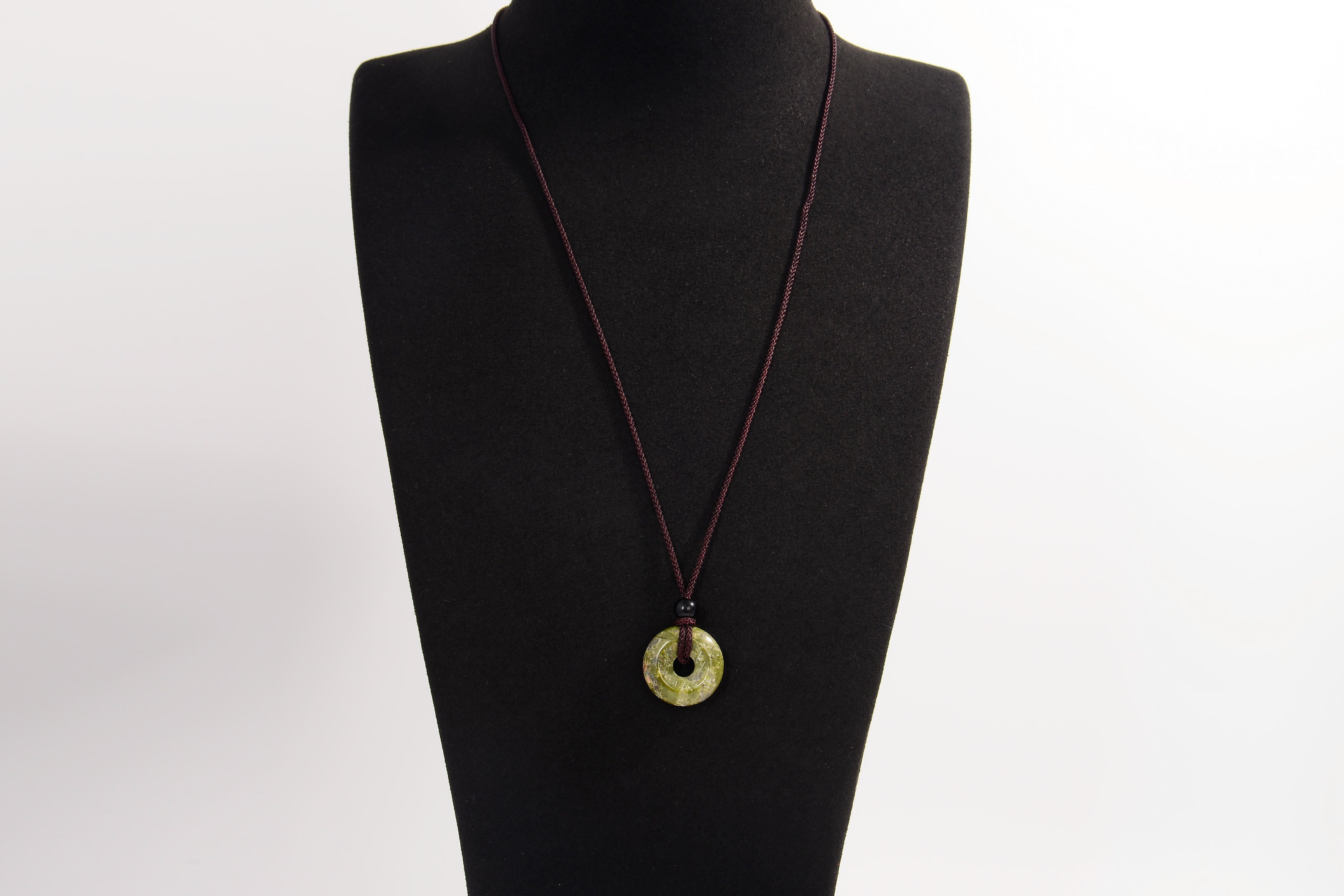 Raw Earth Crystals unakite donut pendant necklace, made from natural unakite to encourage emotional balance, compassion, and spiritual growth.